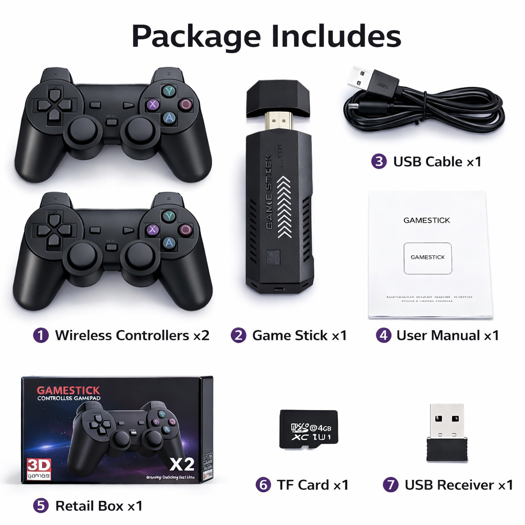 Retro Gaming Stick Pro – 4K Plug & Play Console with 40,000+ Games